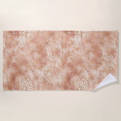 桃バラホワイトヒョウ印刷 ビーチタオル (正面)
