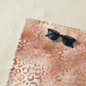 桃バラホワイトヒョウ印刷 ビーチタオル (インサイチュ)