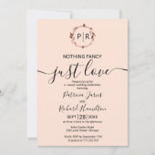 桃バラモノグラム書道結婚写真 招待状 (正面)