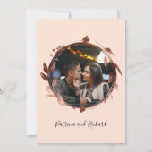 桃バラモノグラム書道結婚写真 招待状 (裏面)