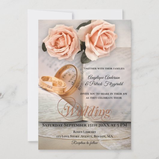 桃バララブストーリーブック結婚式招待状 招待状 (正面)