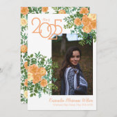 桃バラヴィンテージ写真卒業発表 招待状 (正面/裏面)