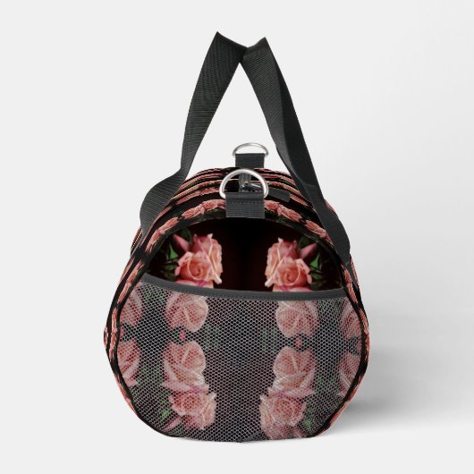 桃バラ抽象芸術フローラパーソナライズされたヴィンテージ ダッフルバッグ (右)