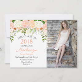 桃バラ白紫陽花フォト卒業 案内状