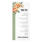 桃バラ花セージフローラ結婚のメニューカード ラックカード (正面)