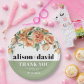 桃バラ花フローラ結婚付き枝 ペーパープレート (パーティー)