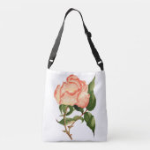 桃バラ葉植物水色トート クロスボディバッグ (裏面)
