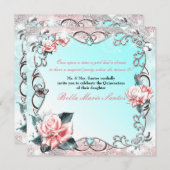 桃バラ&蝶バースデーパーティー 招待状 (正面/裏面)