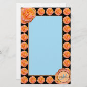 桃バラ（青と黒） 便箋 (正面/裏面)