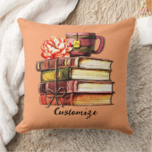 桃パーソナライズされたの本とお茶 クッション (ブランケット)