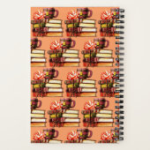 桃パーソナライズされたの本とお茶 ノートブック (裏面)