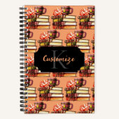 桃パーソナライズされたの本とお茶 ノートブック (正面)
