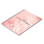 桃パーソナライズされたらせん状白い花花 ノートブック (左側)