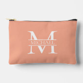 桃パーソナライズされたエレガントモノグラムと名前 アクセサリーポーチ (正面)