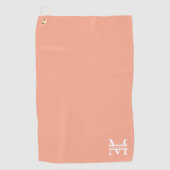 桃パーソナライズされたエレガントモノグラムと名前 ゴルフタオル (正面)