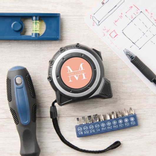 桃パーソナライズされたエレガントモノグラムと名前 メジャー (ワークショップ)