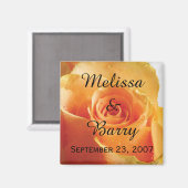 桃パーソナライズされたバラ結婚ズ マグネット (正面/裏面)