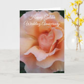 桃パーソナライズされたバラ50結婚周年 カード (黄色い花)