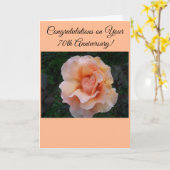 桃パーソナライズされたバラ70結婚周年 カード (黄色い花)