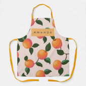 桃パーソナライズされた柄かわいい桃 エプロン (正面)