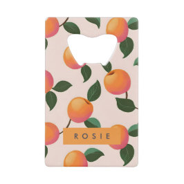 桃パーソナライズされた柄かわいい桃 クレジットカード栓抜き