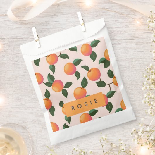 桃パーソナライズされた柄かわいい桃 フェイバーバッグ (クリップ留めされた状態)