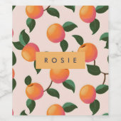 桃パーソナライズされた柄かわいい桃 ワインラベル (シングルラベル)