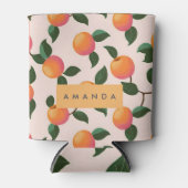 桃パーソナライズされた柄かわいい桃 缶クーラー (正面)