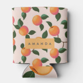 桃パーソナライズされた柄かわいい桃 缶クーラー (裏面)