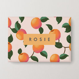 桃パーソナライズされた柄かわいい桃 缶バッジ