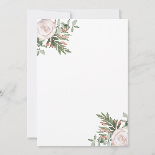 桃パーソナライズされた色の花模様のデザイン 招待状 (裏面)