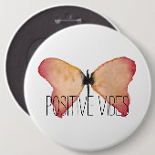 桃パーソナライズされた蝶 缶バッジ (正面&裏面)