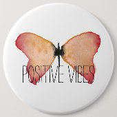 桃パーソナライズされた蝶 缶バッジ (正面)