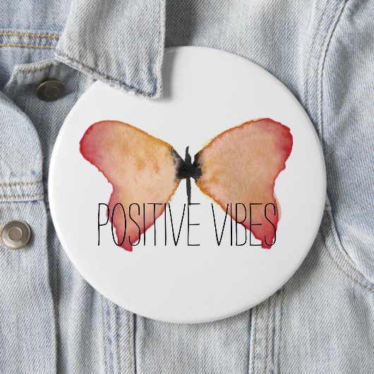 桃パーソナライズされた蝶 缶バッジ (インサイチュ)