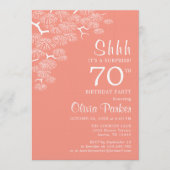 桃ピンクの松の枝サプライズ70歳の誕生日 招待状 (正面)