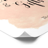 桃ピンクの水の色の結婚式カードギフトテーブル ポスター (角)