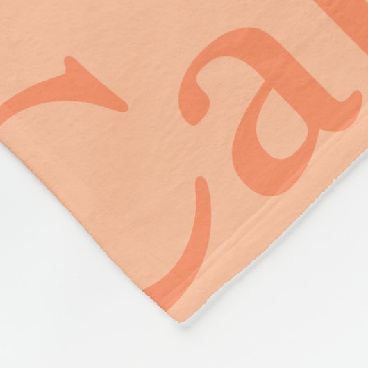 桃ピンクの白いアクアフラワーと名前の毛布 フリースブランケット (角)