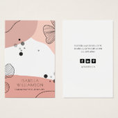 桃ピンクの花のスケッチ耳飾りディスプレイカード (正面&裏面)