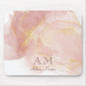 桃ピンク水色インクカスタマイズ可能 マウスパッド (正面)