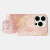 桃ピンク水色インクカスタマイズ可能 Case-Mate iPhoneケース (裏面 (横))