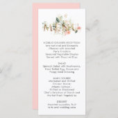 桃ピンク白花スタイリッシュ結婚式メニュー メニュー (正面/裏面)