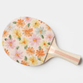 桃ピンク黄色青花 卓球ラケット (横)