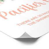 桃フローラおしゃぶり狩りベビーシャワーゲームサイン ポスター (角)