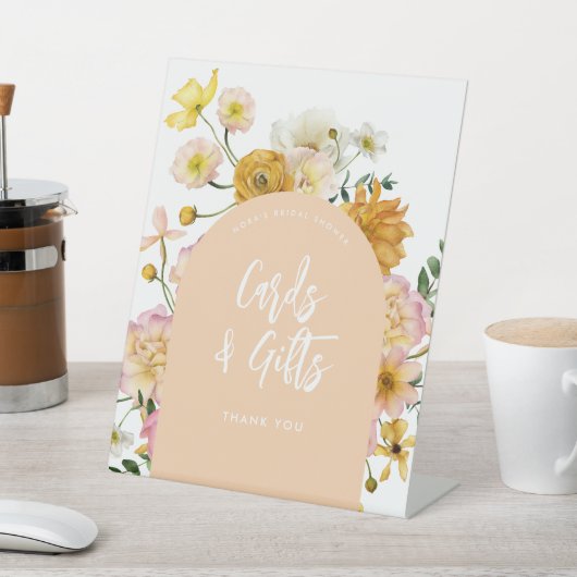 桃フローラのアーチカードとギフトサイン 台座サイン (インサイチュ)