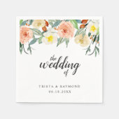 桃フローラエレガントな結婚式 スタンダードカクテルナプキン (正面)