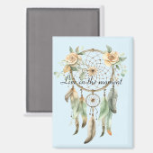 桃フローラグリーンフェザーズドリームキャッチャー マグネット (正面/裏面)