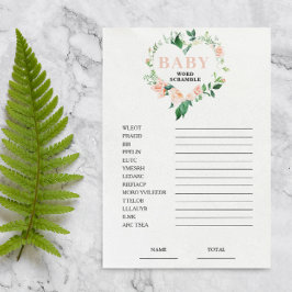 桃フローラスクランブル赤ちゃんシャワーゲーム