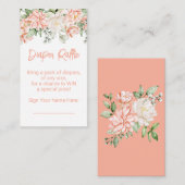 桃フローラニュートラルベビーシャワーオムツラッフル エンクロージャーカード (正面/裏面)