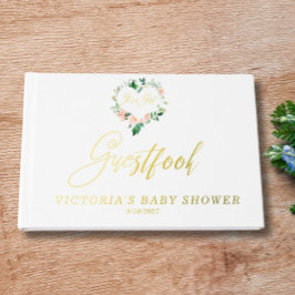 桃フローラハートベビーシャワー ゲストブック