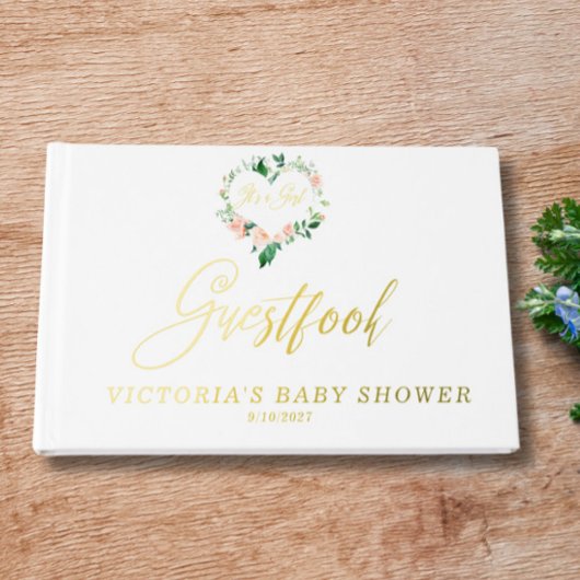 桃フローラハートベビーシャワー ゲストブック